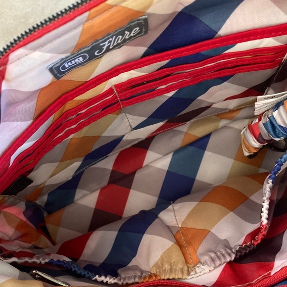 Lug Flare Red RFID Quilted Crossbody with Plaid Printed Removable Strap - Picture 7 of 8